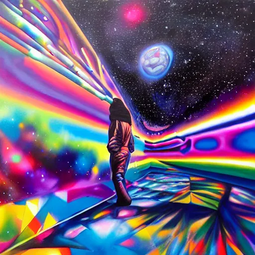 Prompt: Liminal space in outer space by Eduardo Kobra