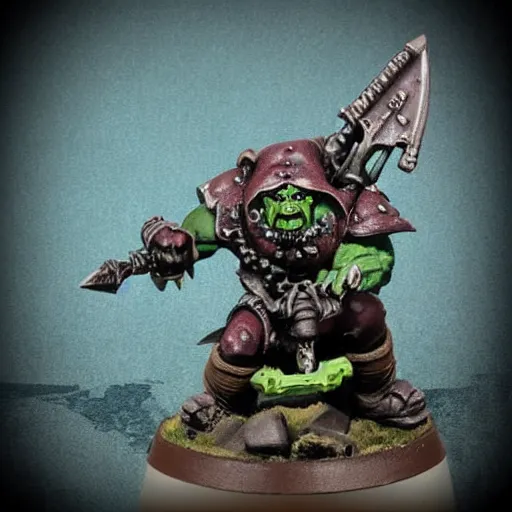 Prompt: warhammer fantasy orc figurine