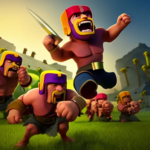 Prompt: clash of clans loading screen, dynamic, 3 d, octane render, studio lighting, dramatic, high angle, high contrast, artstation,