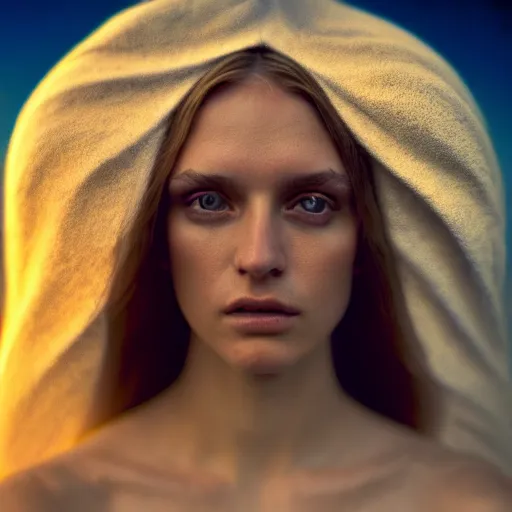Image similar to photographic portrait of a stunningly beautiful high priestess of the rosicrucian order female in soft dreamy light at sunset, contemporary fashion shoot, by edward robert hughes, annie leibovitz and steve mccurry, david lazar, jimmy nelsson, breathtaking, 8 k resolution, extremely detailed, beautiful, establishing shot, artistic, hyperrealistic, beautiful face, octane render
