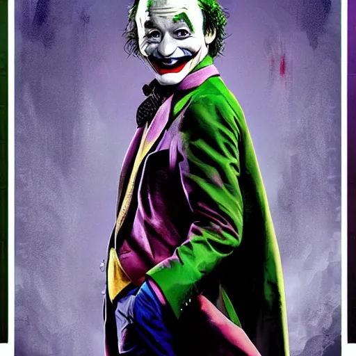 Prompt: bill murray as the joker in batman, promotional art, movie poster