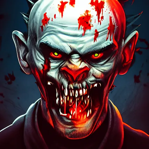 Image similar to angry horrible zombie portrait, grimdark game icon, stylized digital illustration, radiating a glowing aura, global illumination, ray tracing, hdr, fanart arstation by ian pesty and katarzyna bek - chmiel