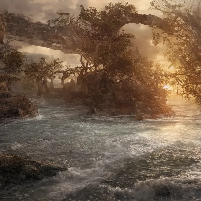 Image similar to realistic renderings of astonishing scenes