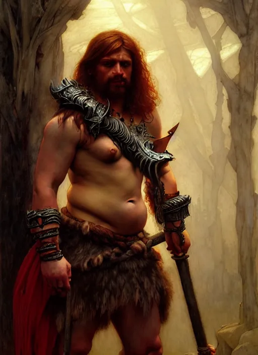 Prompt: barbarian, full body, hyper realistic, extremely detailed, dnd character art portrait, dark fantasy art, intricate fantasy painting, dramatic lighting, vivid colors, deviantart, artstation, by edgar maxence and caravaggio and michael whelan and delacroix.