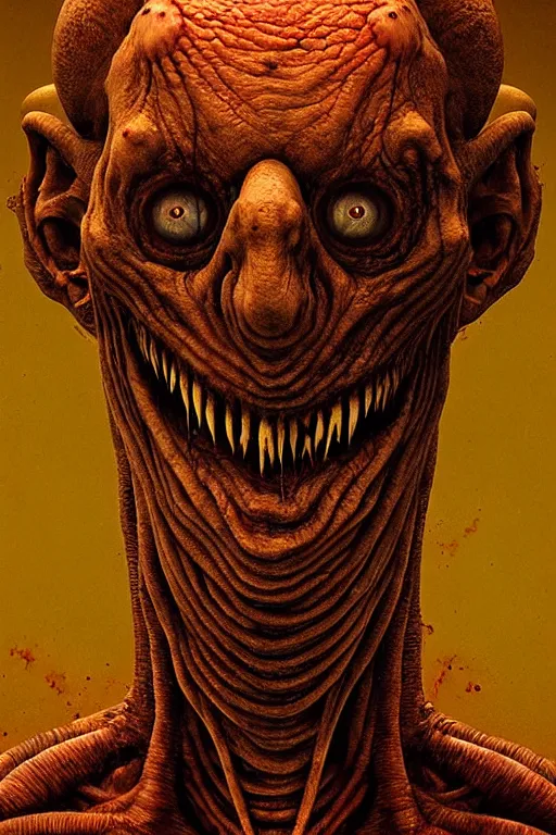 Image similar to perfectly - centered horror portrait - photograph of a brutal scary terrifying ugly monstrous alien goblin creature real life portrait by beksinski and jean delville, slimy pus oozing specular, unreal engine 5, photorealism, hd quality, 8 k resolution, cinema 4 d, hdr dramatic cinematic lighting