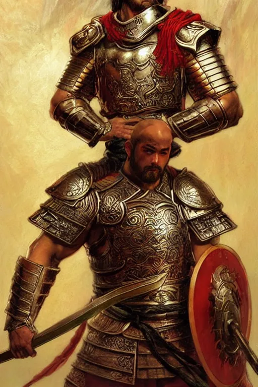 Image similar to attractive beefy male with armor, ancient china, three kingdoms, character design, painting by gaston bussiere, craig mullins, j. c. leyendecker, tom of finland