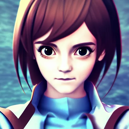 Image similar to 3 d photo of emma watson cosplaying as an anime catgirl, bokeh, shader, anime art style, highly detailed, cel - shaded, colorful, animated, trending