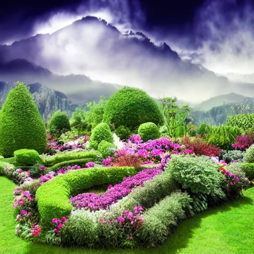 beautiful fantasy flower garden, saturated, detailed