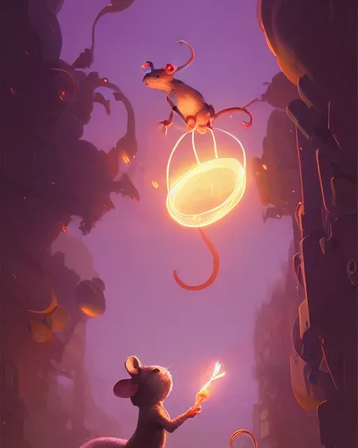 Prompt: highly detailed vfx portrait of a cute little rat casting light magic, unreal engine, greg rutkowski, loish, rhads, beeple, makoto shinkai and lois van baarle, ilya kuvshinov, rossdraws, tom bagshaw, alphonse mucha, global illumination, detailed and intricate environment