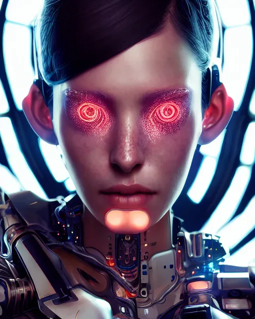 Image similar to beautiful digital painting of a stylish cyborg tokyo with high detail, real life skin, freckles, 8 k, stunning detail, works by artgerm, greg rutkowski and alphonse mucha, unreal engine 5, 4 k uhd