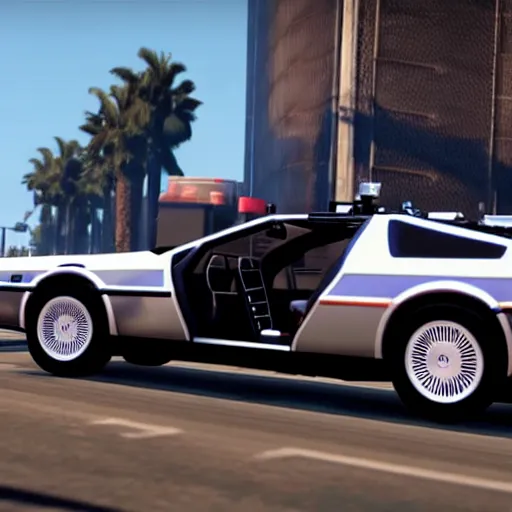 Image similar to flying dmc 1 2 delorean in grand theft auto 5