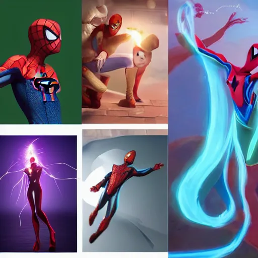 Prompt: spiderman dressed as a disney princess , octane render, marvel , volumetric lightening , trending on artstation , trending on cgsociety