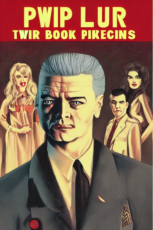 Prompt: Pulp book cover of Twin Peaks artwork by RAB quruiqing