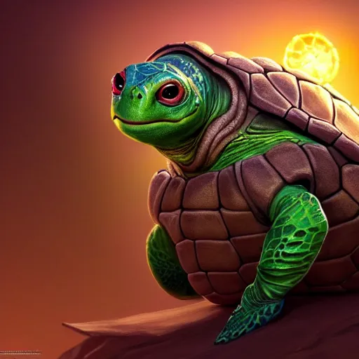 Image similar to aged turtle, fantasy, charming, pixar splash art, art by artgerm, intricately detailed, highly detailed, trending on artstation, 4 k, wallpaper - 1 0 2 4