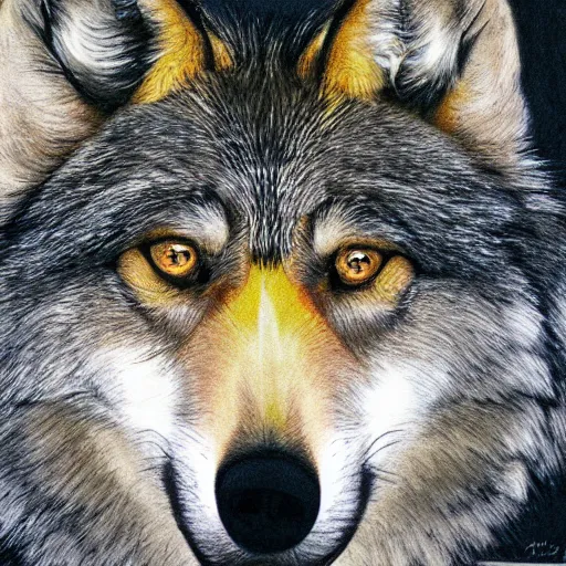 Prompt: a close-up of an anthro mexican gray wolf face wearing a yellow raincoat from Dark (Netflix series), pencil drawing