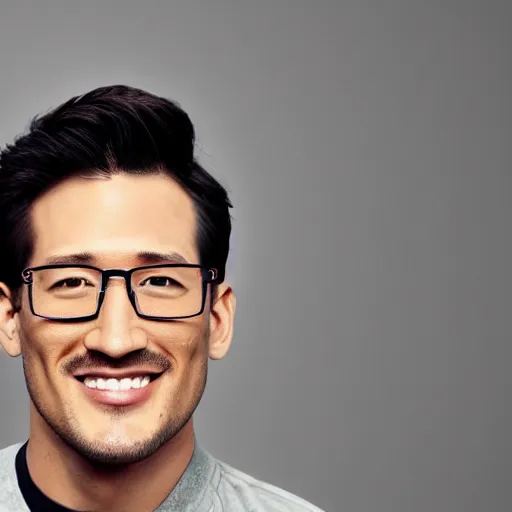 Image similar to a high quality photo of handsome markiplier, gigachad