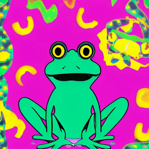 Image similar to frog elvis, lisa frank