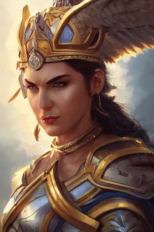 Image similar to amazon valkyrie athena, d & d, fantasy, portrait, highly detailed, headshot, digital painting, trending on artstation, concept art, sharp focus, illustration, art by artgerm and greg rutkowski and magali villeneuve