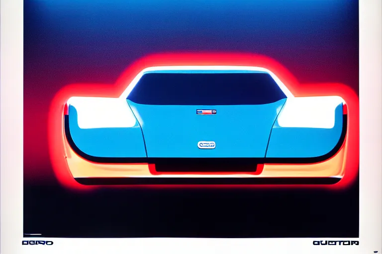 Prompt: designed by giorgetto giugiaro stylized poster of a single 1 9 7 9 vehicle concept, thick neon lights, ektachrome photograph, volumetric lighting, f 8 aperture, cinematic eastman 5 3 8 4 film