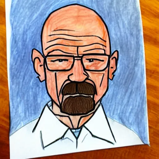 Image similar to a child's drawing of walter white