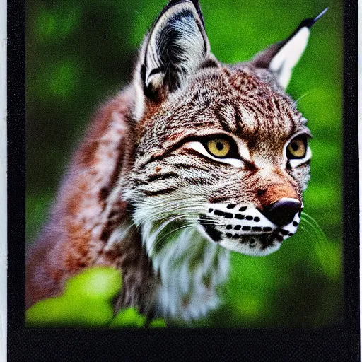 Image similar to polaroid of a lynx, grainy