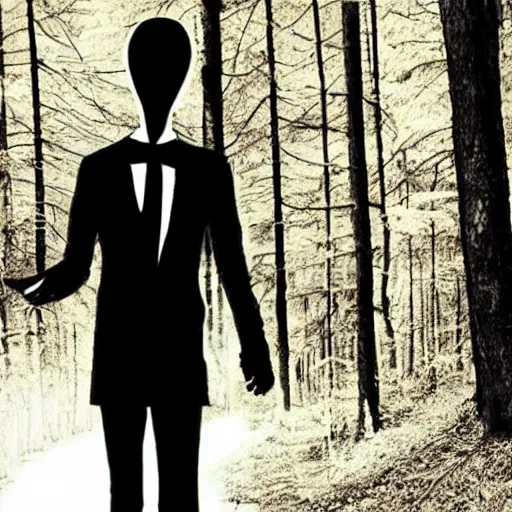 Prompt: slenderman in the woods