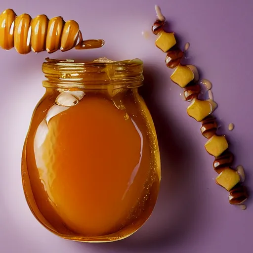 Prompt: honey goddess Margot Robbie made of honey, hyper realistic award winning food photography