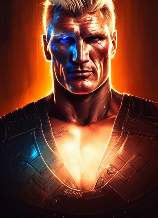 Prompt: dolph lundgren as cable, intricate, elegant, glowing lights, highly detailed, digital painting, artstation, glamor pose, concept art, smooth, sharp focus, illustration, art by artgerm and greg rutkowski, artey freytag