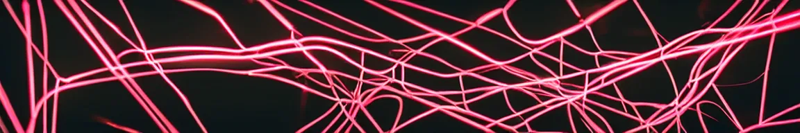 Image similar to abstract art representing a network, glowing neon mesh on a dark background