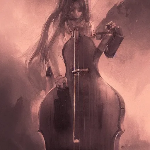 Image similar to eerie composition with electro guitar in cello shape by greg rutkowski