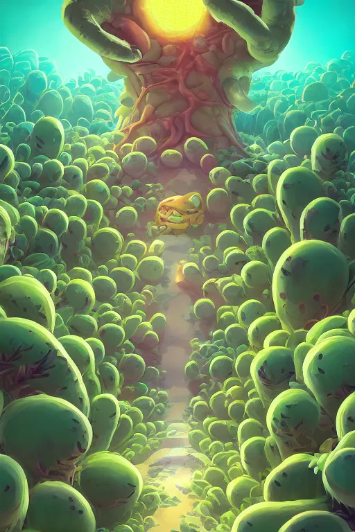 Image similar to roots cactus sushi cristal smurf ghost creature animal sushi cristal very big eye roots cactus elemental flush of force nature micro world fluo fishscale, behance hd by jesper ejsing, by rhads, makoto shinkai and lois van baarle, ilya kuvshinov, rossdraws radiating a glowing aura global illumination ray tracing hdr