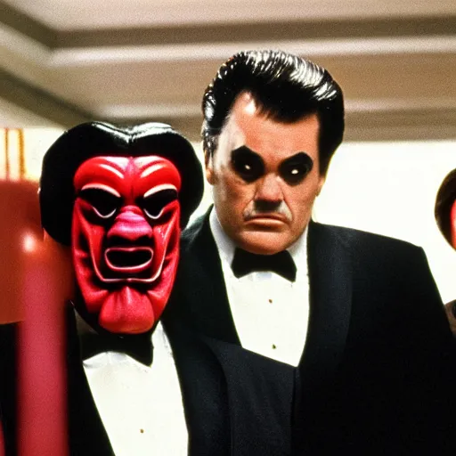 Prompt: ! dream goodfellas film stills where everyone is wearing oni masks directed by marin scorsese oscar winning high resolution remastered