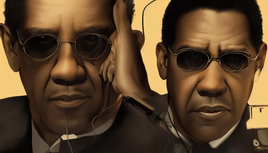 Image similar to Denzel Washington in Men In Black, hyperdetailed, artstation, cgsociety, 8k