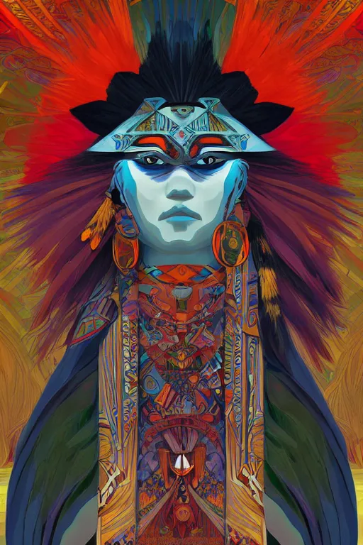 Image similar to Hopi kachina, symmetrical features, cinematic lighting, soft bokeh, fantasy, modern, colourful, highly detailed, digital painting, artstation, deviantart, concept art, sharp focus, illustration, by alphonse mucha