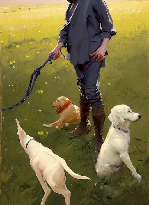 Prompt: Greg Manchess painting of Zero Two in casual wear out playing with the dogs, countryside, fantasy character portrait, dynamic pose, above view, sunny day, thunder clouds in the sky, artwork by Jeremy Lipkin and Giuseppe Dangelico Pino and Michael Garmash and Rob Rey, very coherent asymmetrical artwork, sharp edges, perfect face, simple form, wacky, 100mm