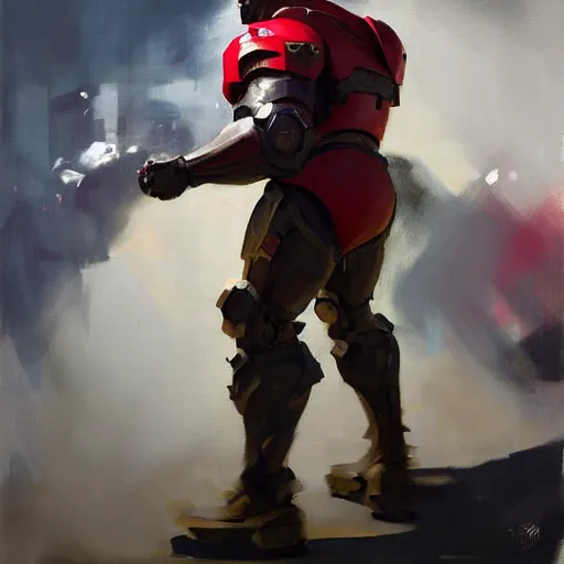 Prompt: greg manchess portrait painting of fully armored red lights the foundation aka dwayne the rock as overwatch character, medium shot, asymmetrical, profile picture, organic painting, sunny day, matte painting, bold shapes, hard edges, street art, trending on artstation, by huang guangjian, gil elvgren, ruan jia, greg rutkowski, gaston bussiere