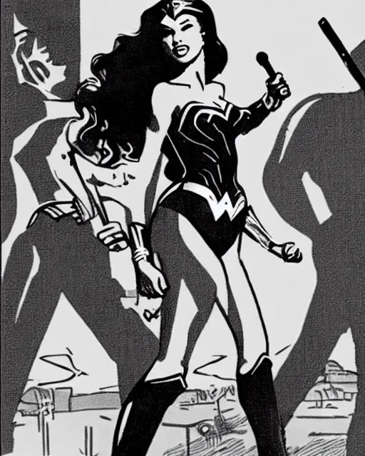 Image similar to taylor swift as wonder woman with a microphone in her hand as her weapon drawn in a 1 9 5 0 s cartoon on a saturday morning style, hugh quality, very well proportioned silhouette