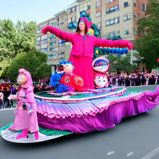 Image similar to billie eilish as a macy's day parade float