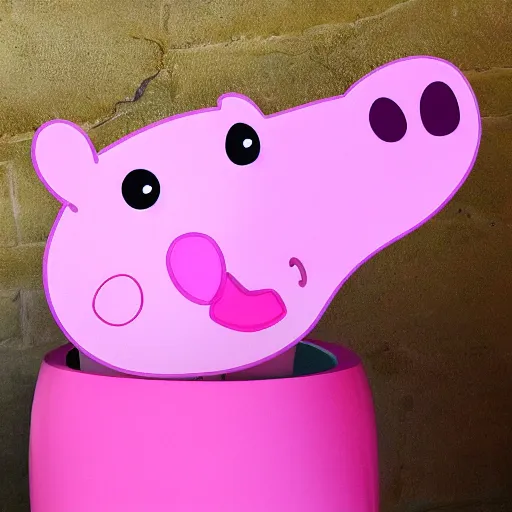 Prompt: peppa pig head make of turbo