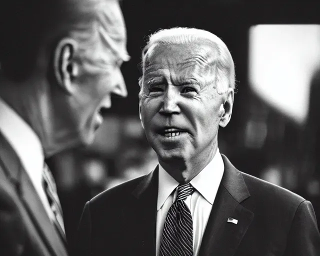 Image similar to president joe biden face to face with president joe biden, nikon 3 5 mm, photograph