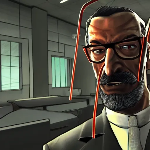 Image similar to Gordon Freeman in a three-piece-suit