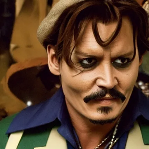 Image similar to Johnny Depp as Luigi in Live-action Super Mario Bros movie