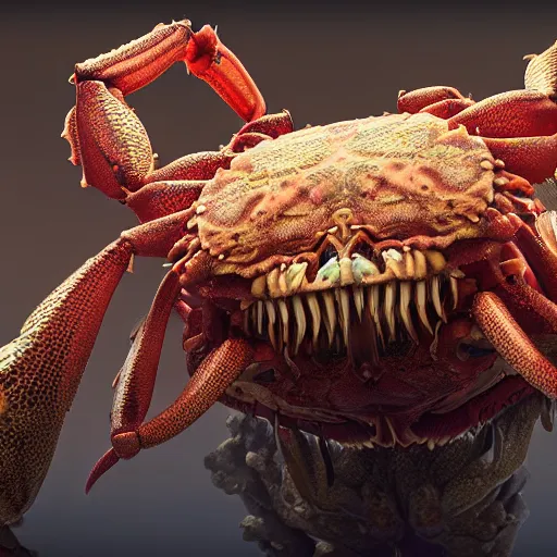 Prompt: giant crab without a exoskeleton, digital art, octane render, unreal engine 5, trending on artstation, highly detailed, 8k UHD, artgerm