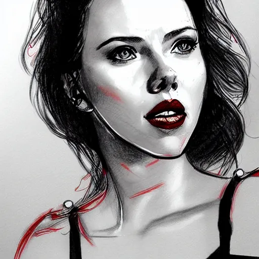 Image similar to Scarlett Johansson, rough sketch by Loish