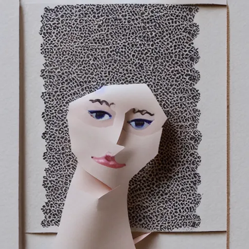 Image similar to a sensual girl made of folded paper,