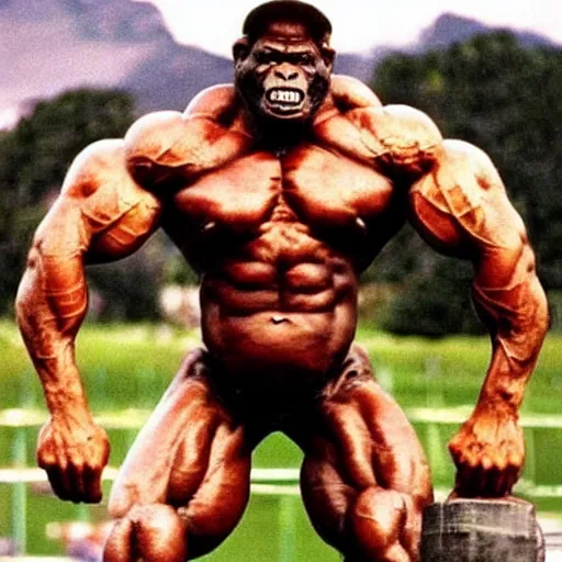 Image similar to king kong with ronnie coleman's physique