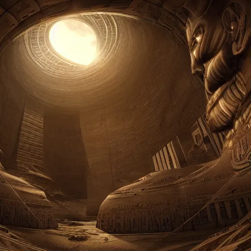 Prompt: a scene of a beautiful intricate epic futuristic hyper detailed cyber sphynx of egypt, cinematic lighting