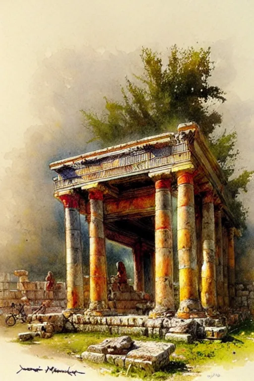 Image similar to ( ( ( ( ( roman temple. saturated colors ) ) ) ) ) by jean - baptiste monge!!!!!!!!!!!!!!!!!!!!!!!!!!!!!!