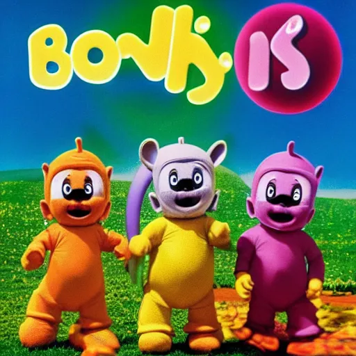 Image similar to Teletubbies with the face of sonic acidwave