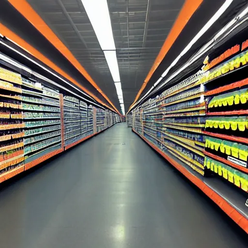 Prompt: a noisy photo of an infinite wallmart store,spooky,eerie,endless,scary,alone,scary atmosphere,dark